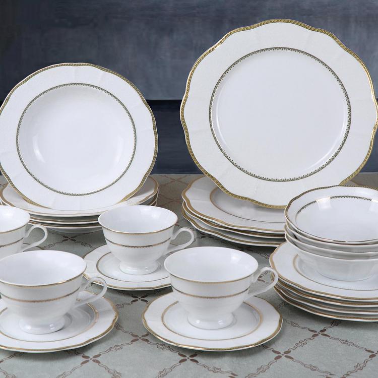Lorenzo Import, Lorren Home Trends 24-Piece Wavy Fine China