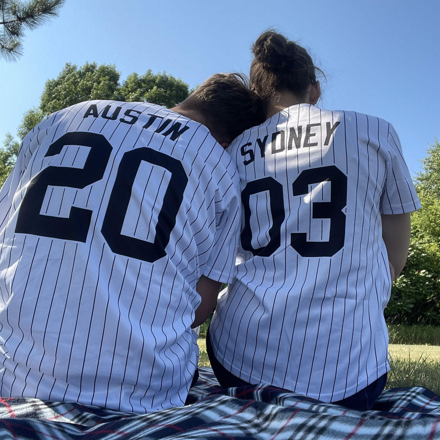 One of Austin’s favorite dates (Sydney created custom jerseys and planned a little park picnic date) {July 9th, 2023}