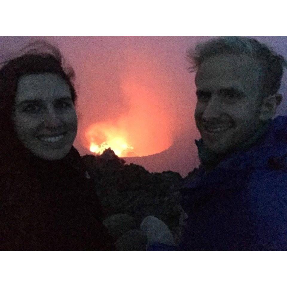 In front of an active volcano, Mt. Nyiragongo, in the Democratic Republic of the Congo