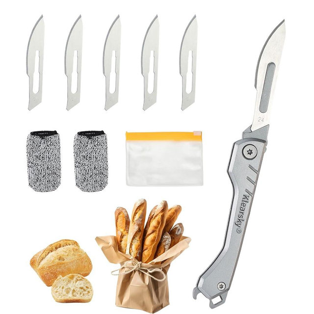 Klearsky 2026 New Model Premium Bread Lame – Professional Foldable Dough Scoring Tool with Food-Grade Carbon Steel Blades, Extra 5 Replacement Blades Included, Safe Design & Textured Handle