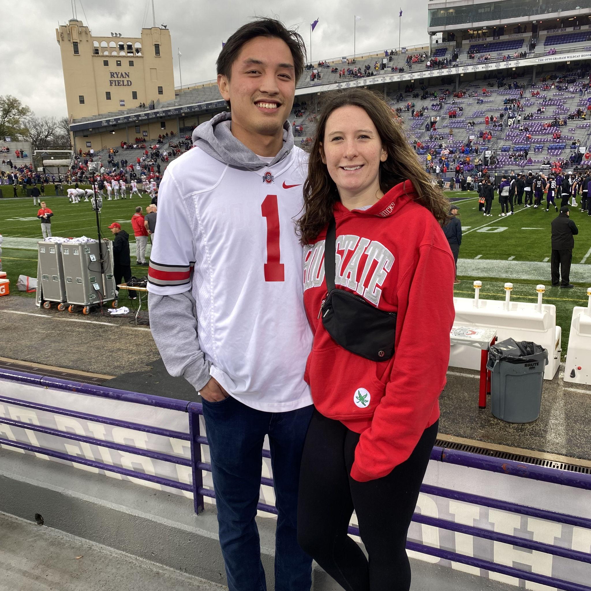 Cheering on the Buckeyes at Northwestern in 2022