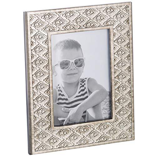 Dublin 5 X 7 Picture Frame - Table Desktop Photo Frame Display with Glass Front & Easel Back, Decorative Decals for Living Room - Gift Idea for Grandma, Grandpa, Mom, Dad (Brushed Silver)