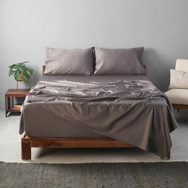 Weddingly CEA Certified 100% Giza Egyptian Cotton Sheets|4 Piece Set|Accredited Gold Seal|Deep Pocket|Extra Long Staple|Sateen Weave|High Fabric Strength,Uniform &Soft| (King,Charcoal Gray)