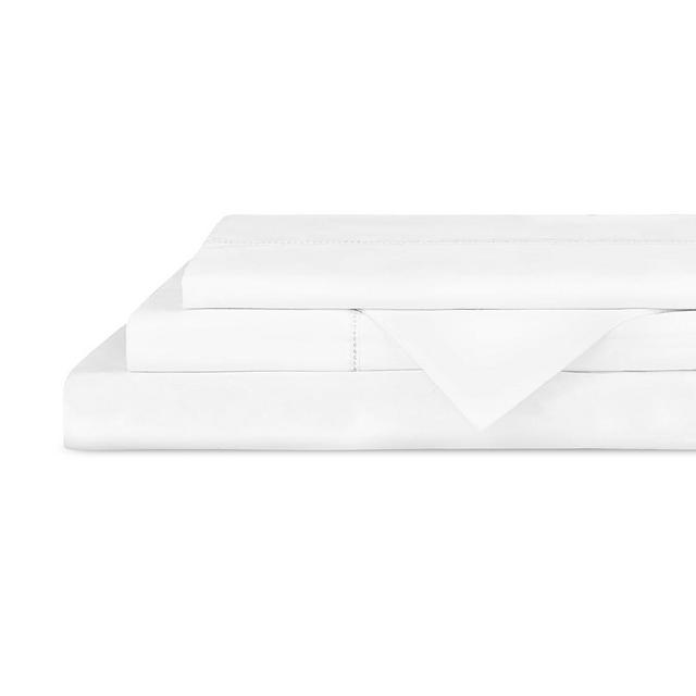 100% Cotton Fagotine Percale Sheet Set, King Size, White, 4 Pieces - 1 Breathable Flat Sheet, 1 Deep Pocket Fitted Sheet and 2 Pillowcases, Crisp Cool and Strong Bed Linen
