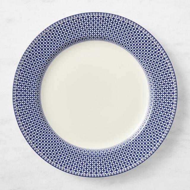 English Floral Geo Charger, Set of 4, Blue