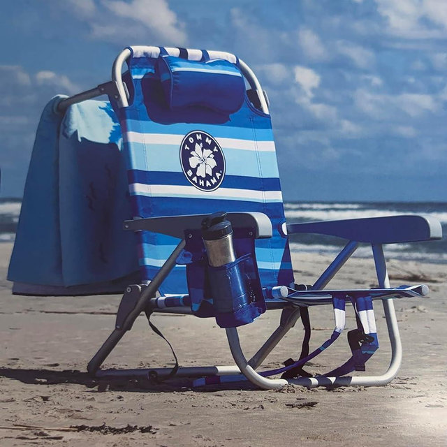 Tommy Bahama 5-Position Backpack Beach Chair with Pillow (Morning Blue)