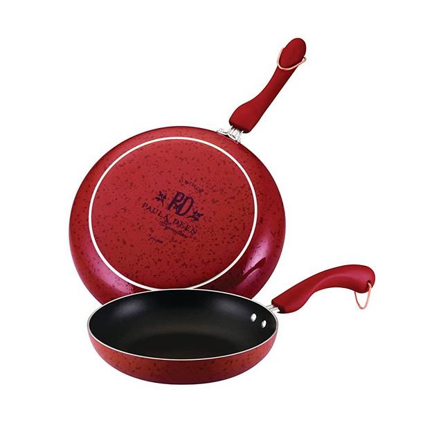 Paula Deen 19246 Signature Nonstick Frying Pan Set / Fry Pan Set / Skillet Set - 9 Inch and 11 Inch, Red