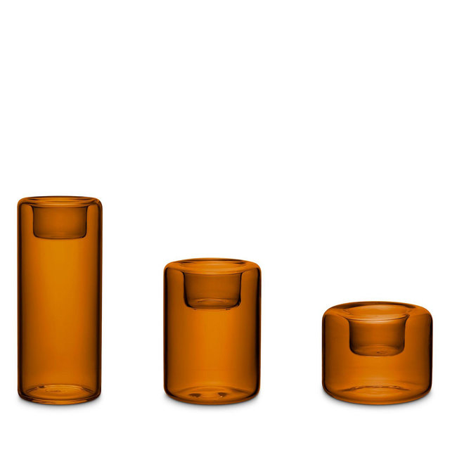 Kosta Boda Amber Happy Votive Holders, Set of 3