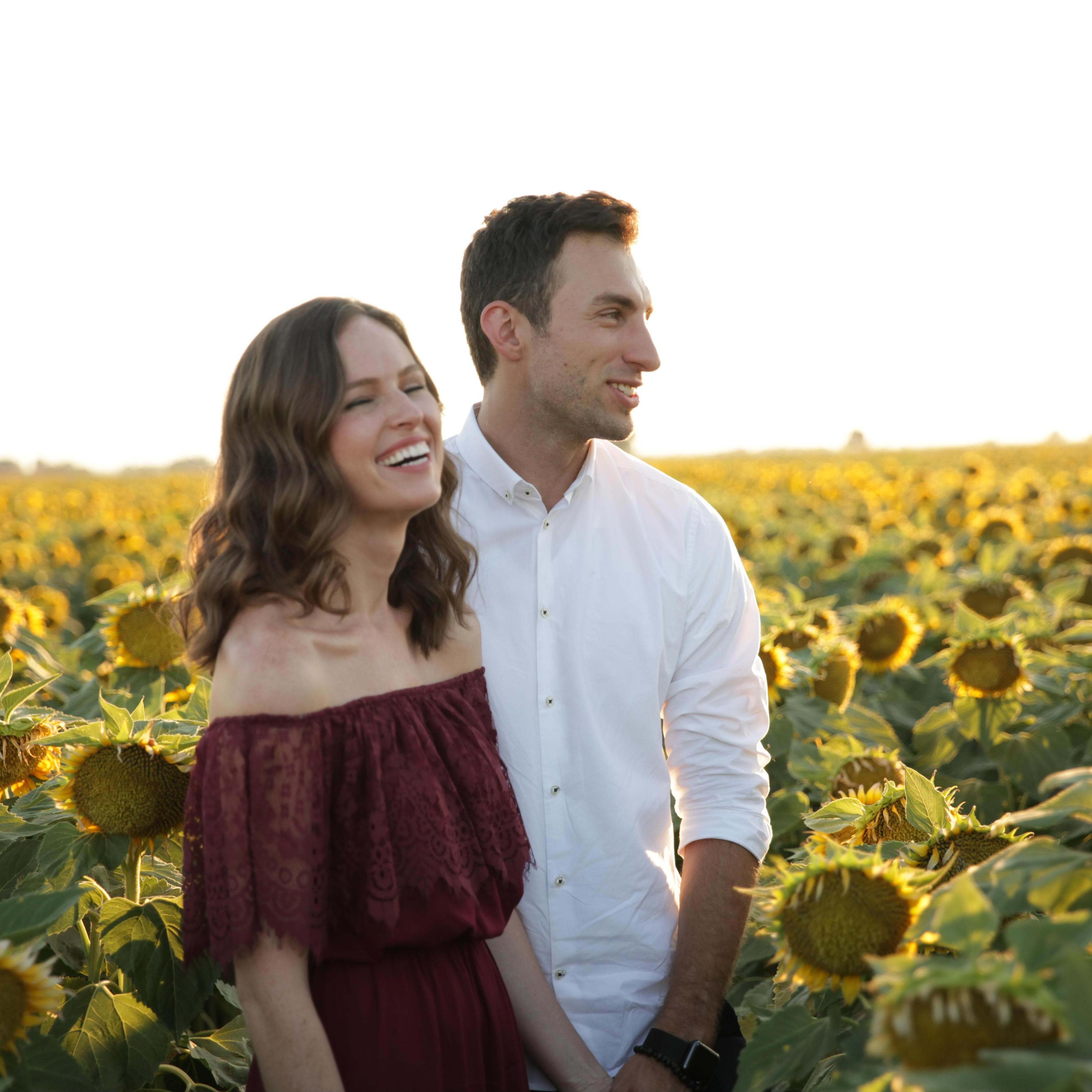 A sunflower field served as a perfect backdrop.