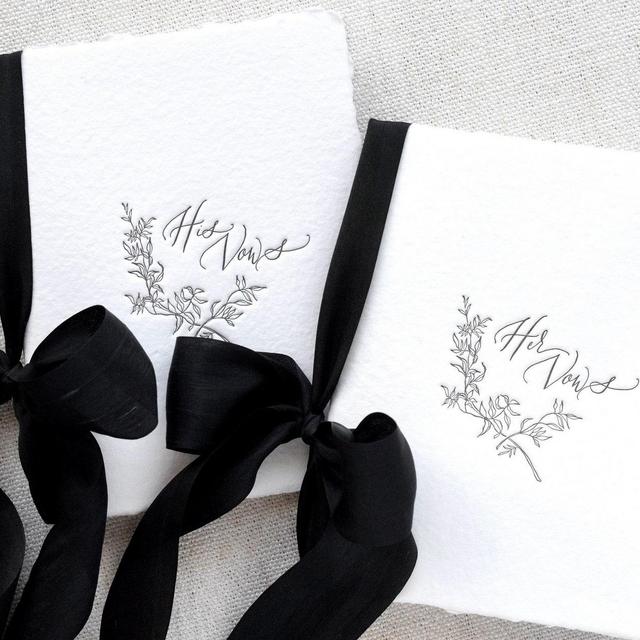 Classic Black and Ivory Letterpress Vow Booklets | Wedding Vow Books | Vow Renewal books