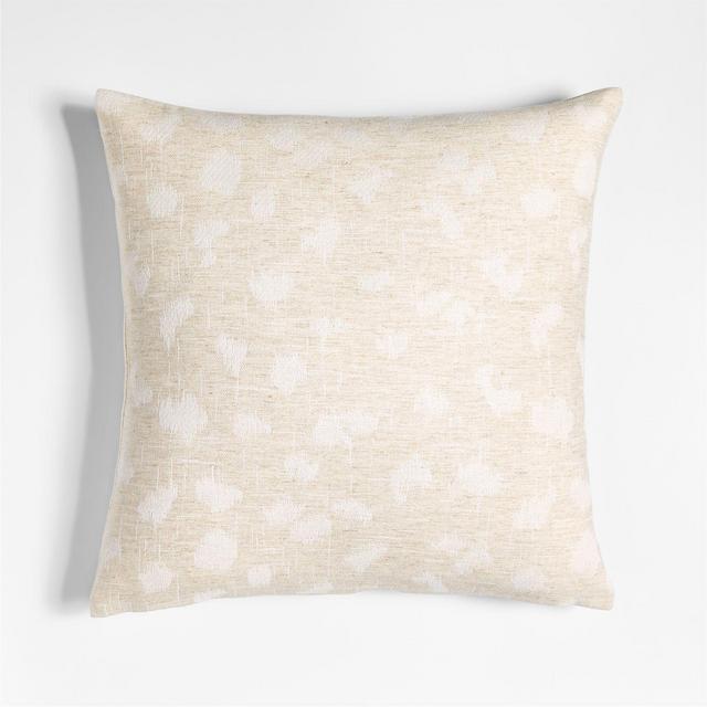 Fancy Jacquard 20" Ivory Cheetah Print Pillow with Feather Insert