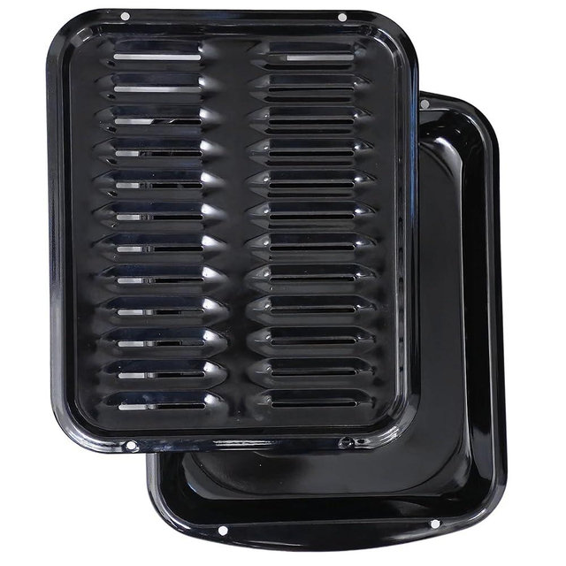 Broiler Pan for Oven Nonstick 16” x 12” Porcelain Nonstick Coated - Broiling Pan for Oven Withstands Heat up to 550° F - Heavy Duty Broil Pan and Rack Circulates Heat and Drains Fat