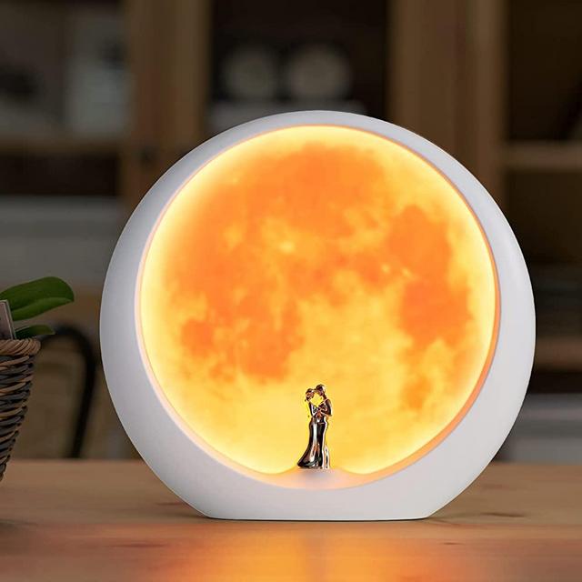Moon Lamp for Living Room, Decoration Night Light, Anniversary Valentine Gifts for Him, Mr & Mrs Signs for Wedding Table Décor, Art Ornament Home Gift Xmas Gift(Moon/White)