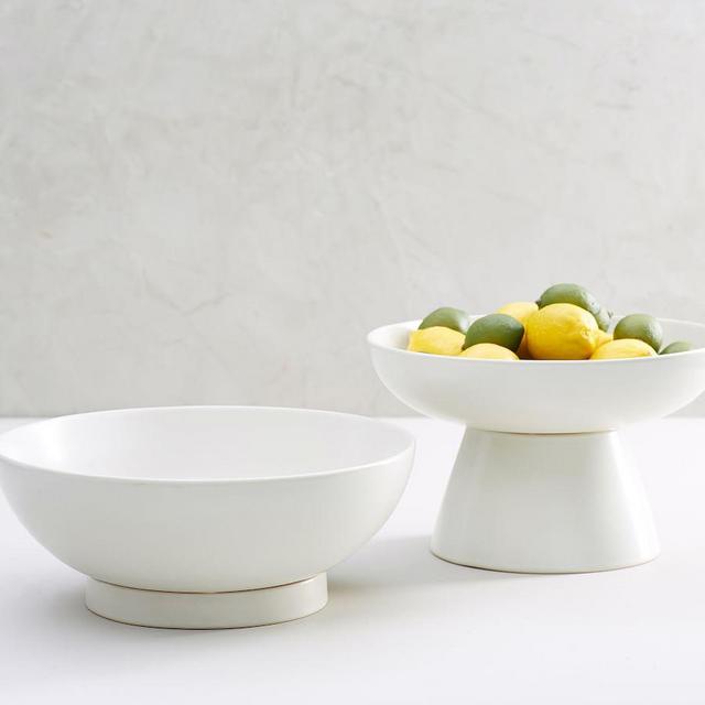 Mason Stoneware Footed Serving Bowls, Set of 2 - Ivory