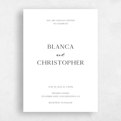 White Wedding Invitation - Gendron Portrait
