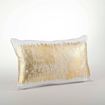 12"x20" Down Filled Metallic Banded Design Pillow Gold - Saro Lifestyle