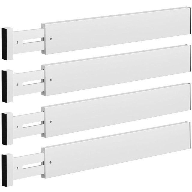 DUCOO 4 PCS Drawer Divider, 17"-22" Adjustable Bamboo Drawer Dividers Organizers, Expandable Separators for Kitchen, Clothes, Dressers, Home, Office, White