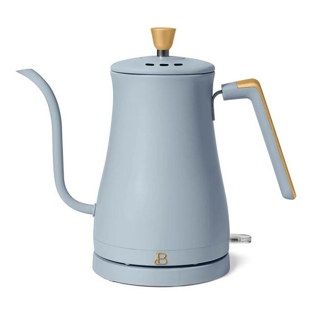 Beautiful 1-Liter Electric Gooseneck Kettle, 1200W Power, Soft Matte Finish, Auto Shut-Off, Cordless, Angled No-Spill Spout, Ergonomic Handle - Precision Pour for Coffee & Tea (Cornflower Blue)