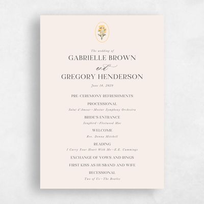 Honey, Beige Wedding Program - Nelia