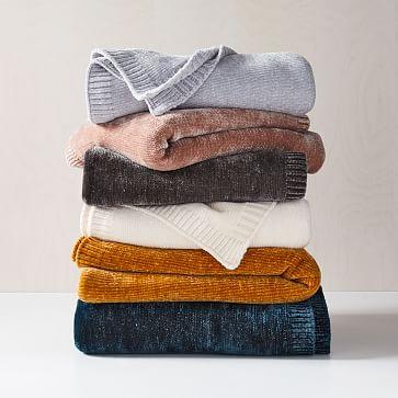Luxe Chenille Throw - Dusty Blush