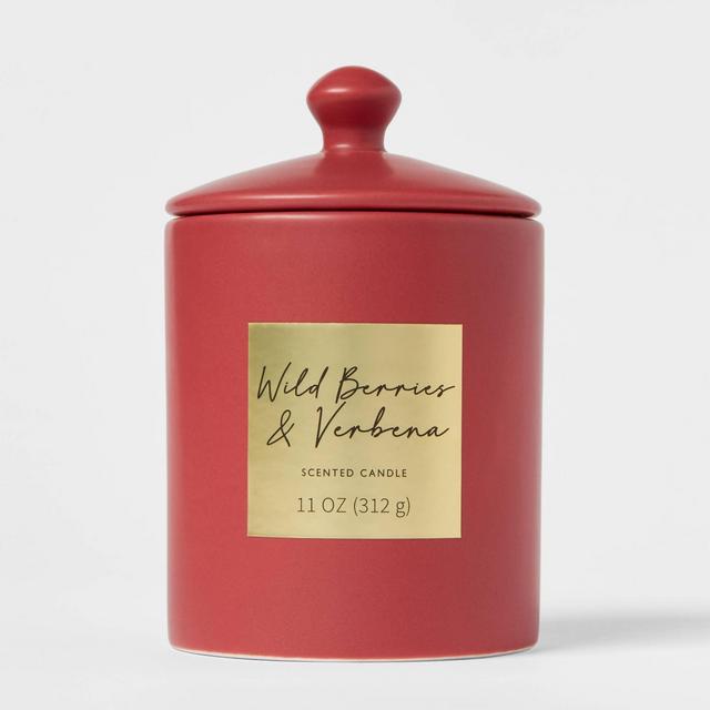 11oz Valentine's Lidded Ceramic Figural Candle Wild Berries and Verbena - Threshold™