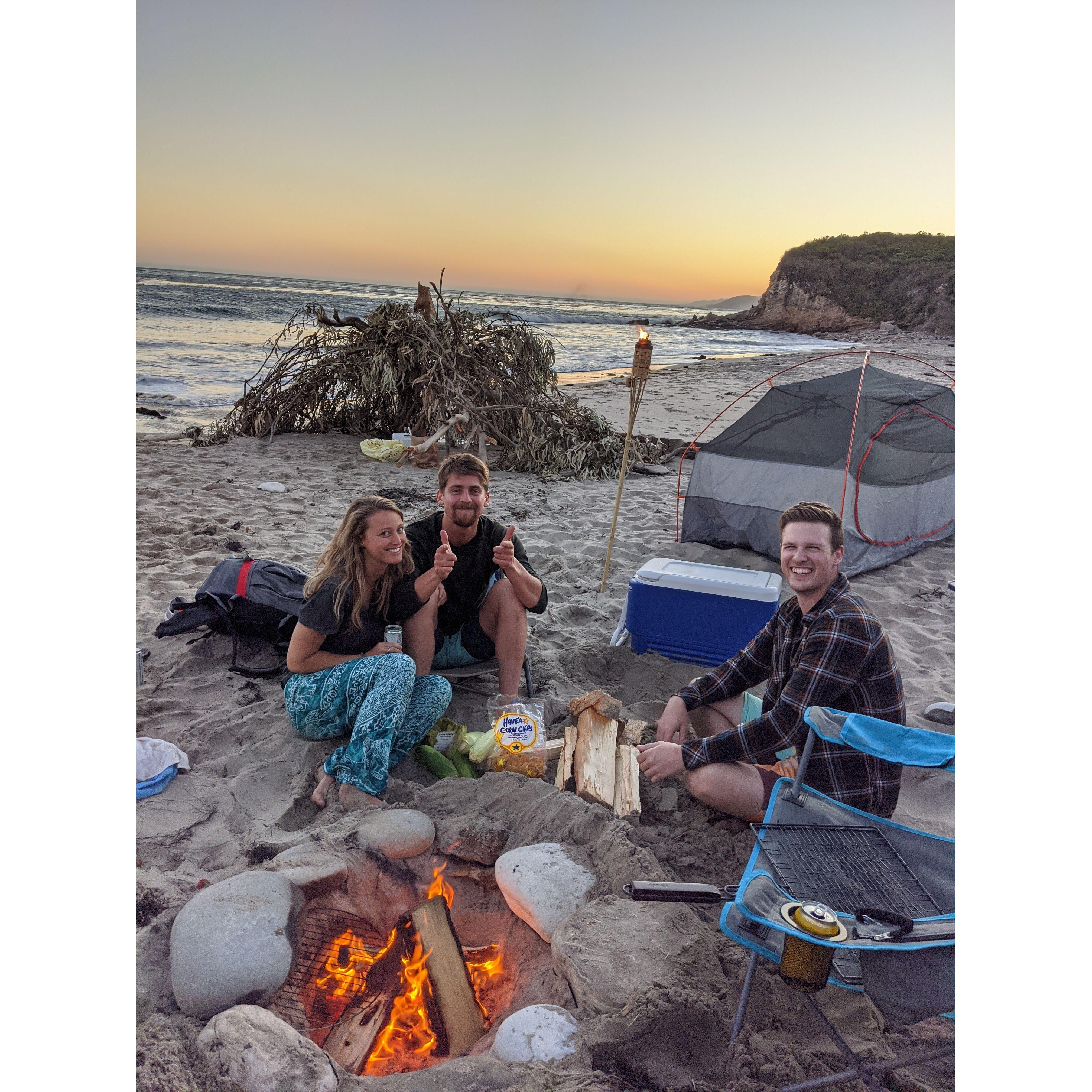 Beach camping with our buds