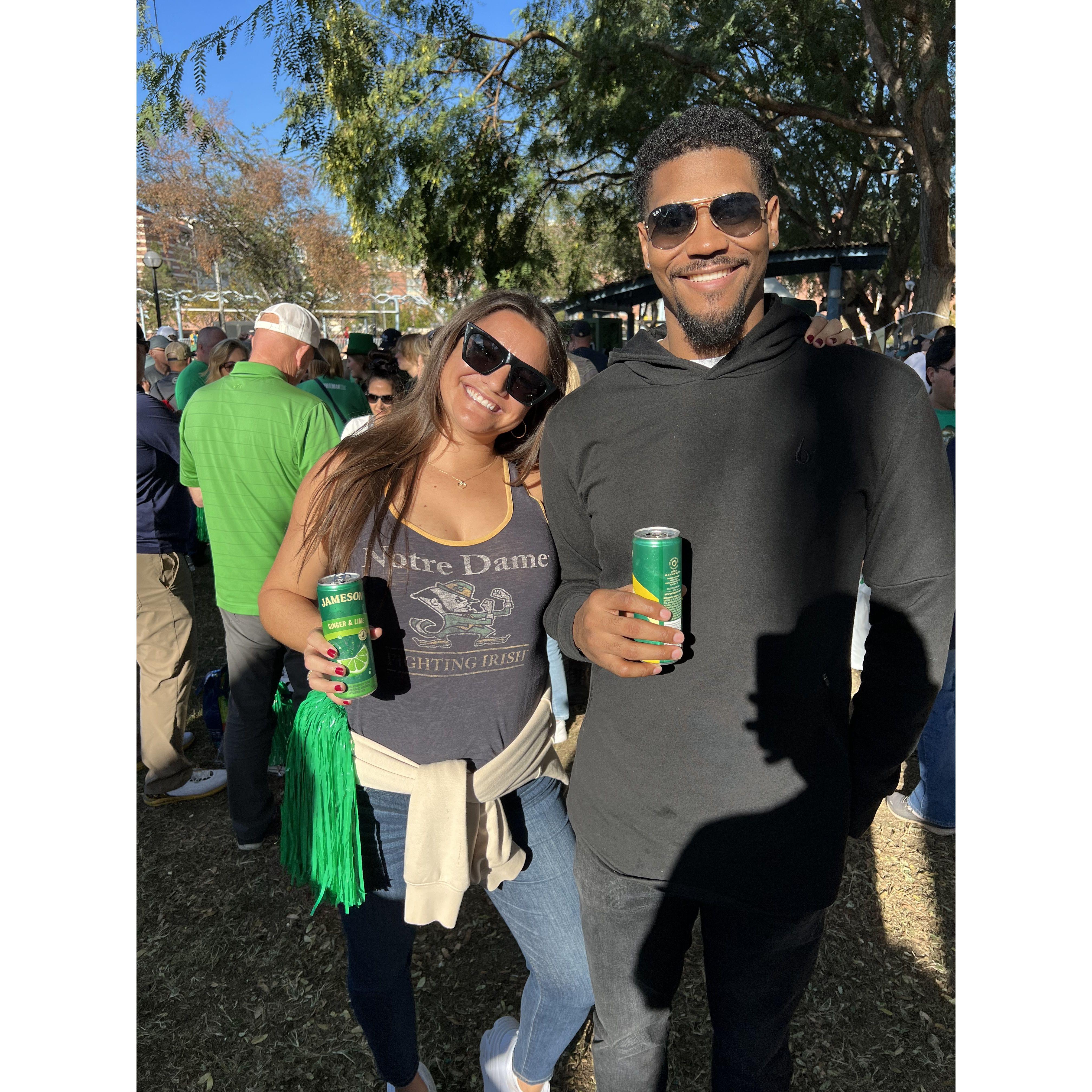 Spenser's first Notre Dame tailgate and football game! (at USC November 2022)