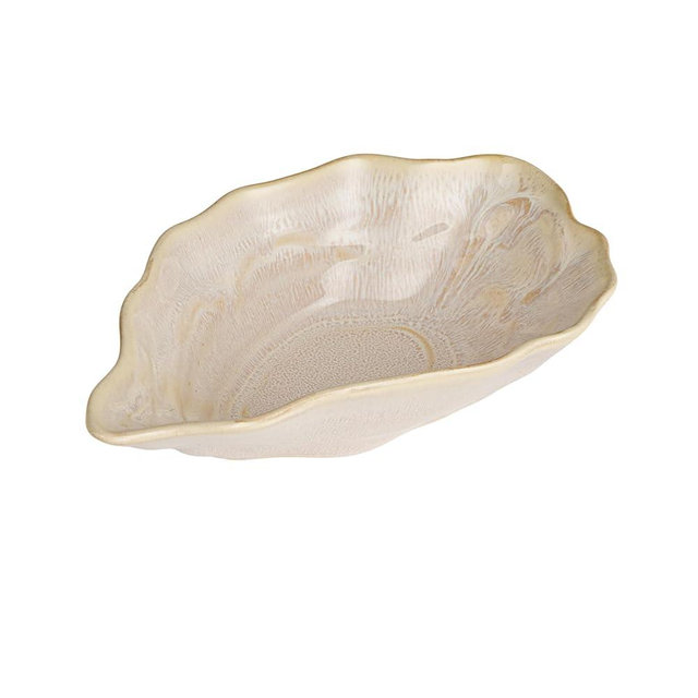 Creative Co-Op Oyster Shaped Stoneware Bowl, Cream