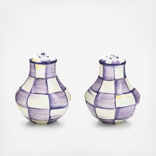 Violet Check Salt & Pepper Shaker