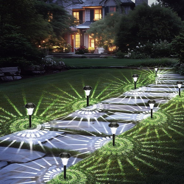 Rumiom Solar Pathway Lights Outdoor Waterproof, 8 Pack 6500K Solar Garden Lights with Auto On/Off, Bright Outdoor Garden Decor for Yard Patio Walkway Lawn Landscape, Cold White