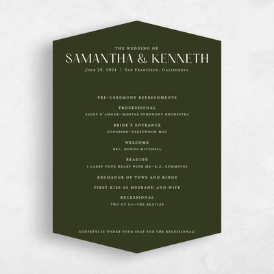 Green Diamond Wedding Program - Sidney