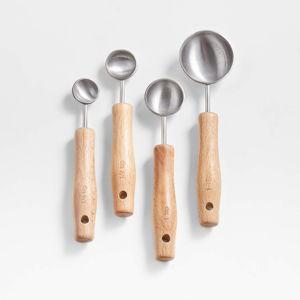 Beechwood and Stainless Steel Dry Measuring Cups + Reviews | Crate & Barrel
