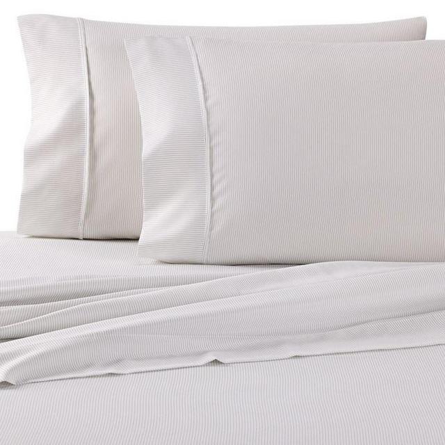 Home Collection Pinstriped Queen Sheet Set in Light Grey