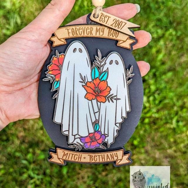 Ghost Couple Gift/ Christmas Ornament/ Halloween Wedding Ornament/ Ghost Wedding Gift/ custom wedding Gift/ Ghost Wedding