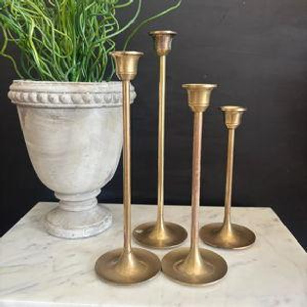 Vintage Brass Tulip Candle Holders, Set of 6 | Etsy