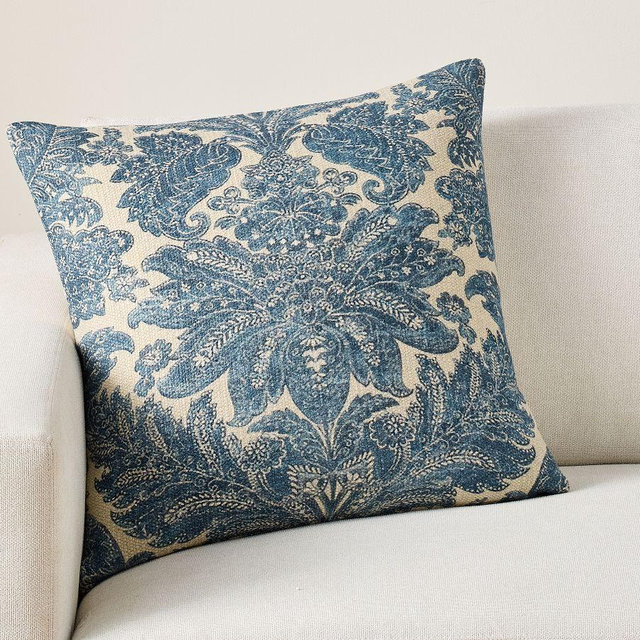 Massey Printed Pillow Cover, Indigo/Natural, 22"