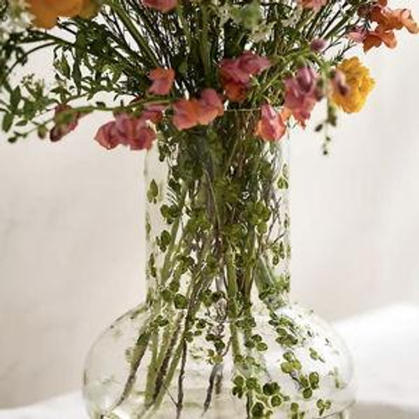 Pressed Floral Fluted Vase