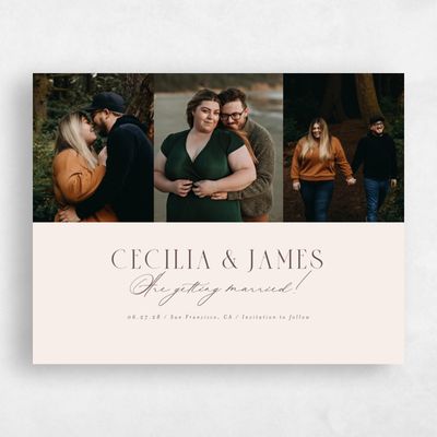Linen, Beige Wedding Save the Date - Shahira Photo