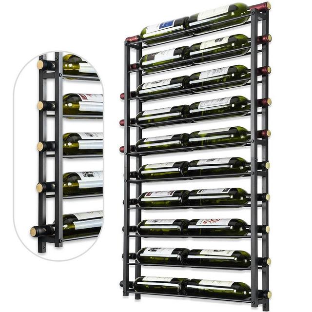 AQAREA Wine Rack Wall Mounted: 20 Bottles Hanging Wine Rack Wall Mount - Black Wall Wine Storage Holder