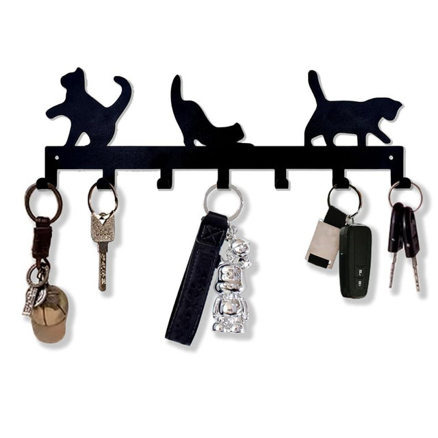 Sanshaoye Key Holder for Wall Decorative, Metal Key Holder, Key Organizer for Wall Mount, Hanging Key Rack with 7 Hooks, Key Hooks for Hallway Entryway Office Kitchen Farmhouse