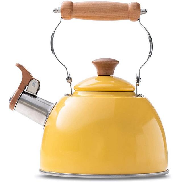 ROCKURWOK Tea Kettle Stovetop Whistling Teapot, Stainless Steel, 1.6-Quart Yellow