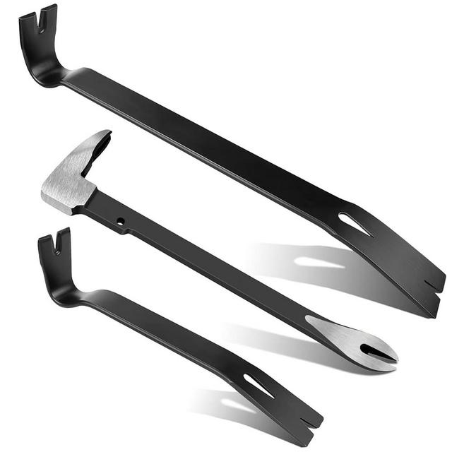 3 Piece Pry Bar Set, 10" Nail Puller Cats Paw Pry Bar, 9" and 15" Nail Pullers with Wide, Wonder Bar, Utility Claw Bar, High-Carbon Steel Flat Bar Tool for Home Remolding & Woodworking