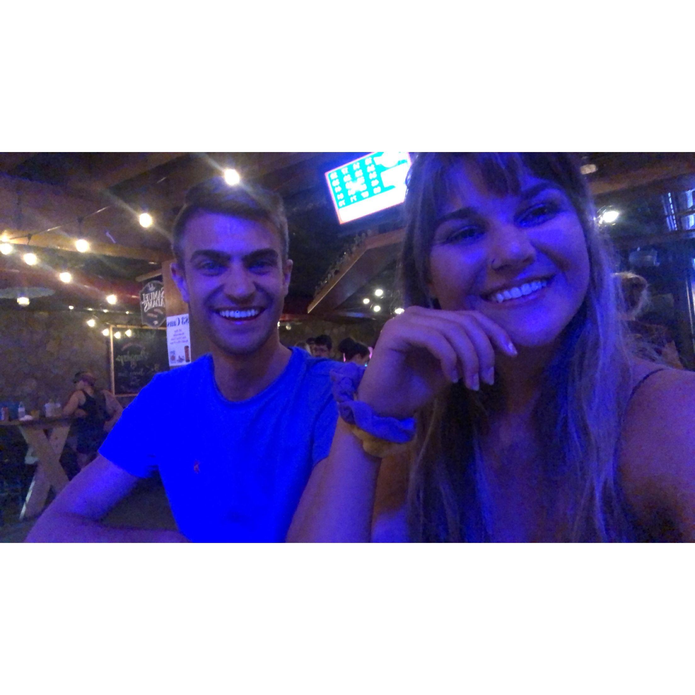 The night we met! Little did we know that this would be the first of many adventures together.