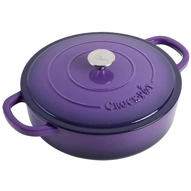 Crock Pot Artisan Enameled Cast Iron Braiser W/Lid, 5 Quart, Lavender Purple