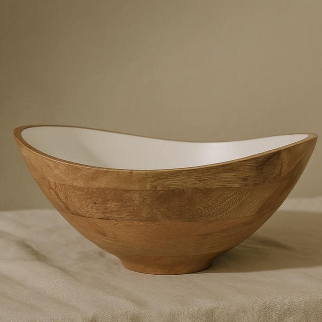 Palmer Wood + White Bowl Set of 3, Nested