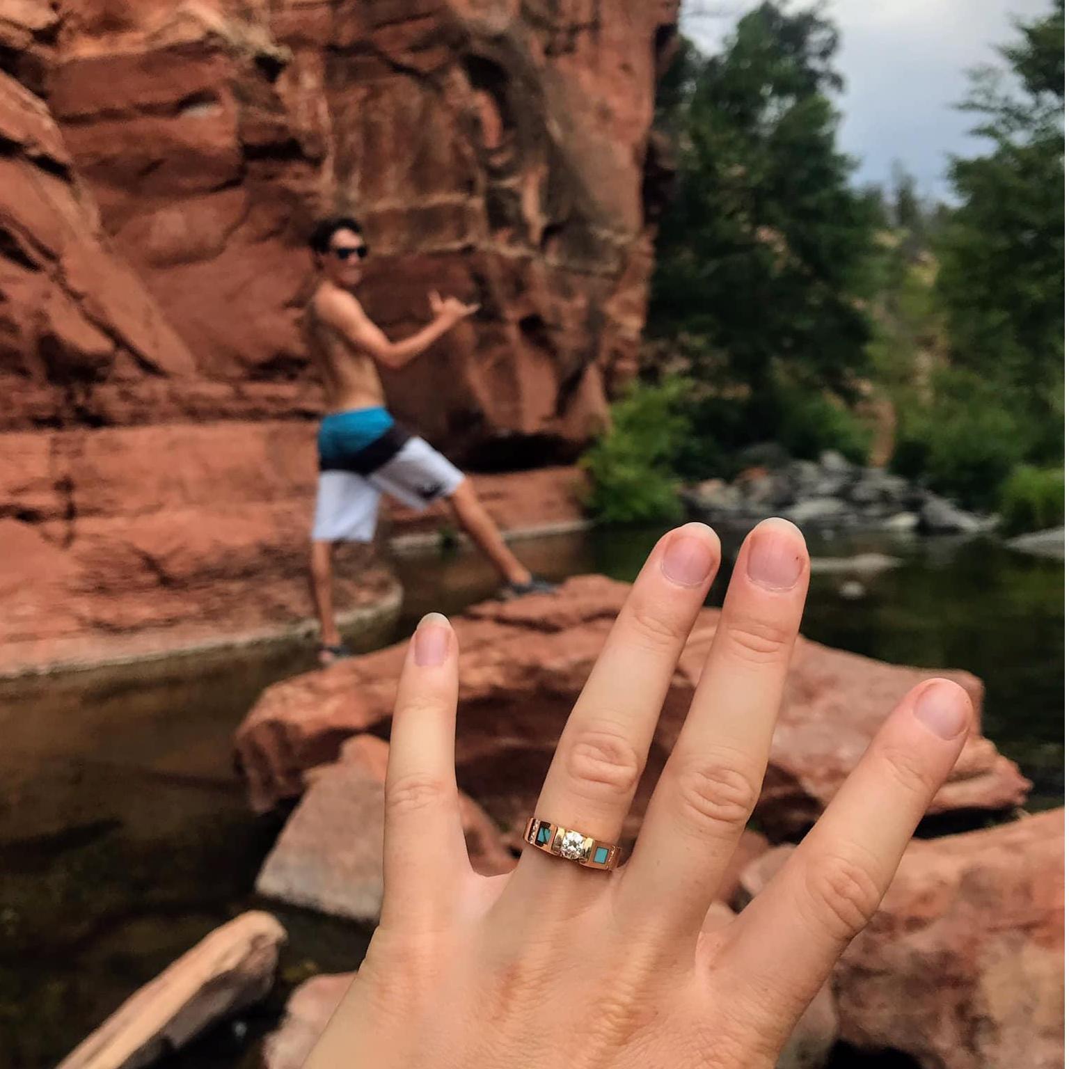 The weekend after we got engaged, we did a Keep Nature Wild clean up in Sedona, AZ. After we spent some time at Slide Rock State Park. We were obviously still a little excited about our engagement.