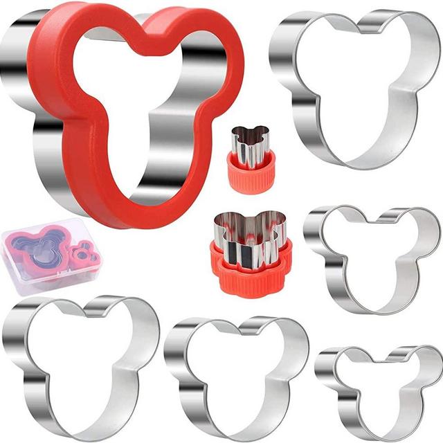 Jasonsy Mickey Mouse Cookie Cutter Set,Mickey Mouse Head Shape Stainless Steel Biscuit Cutters Mold Suitable for Cakes Cookies Fondant Pancake and Sandwiches (8 Pcs)