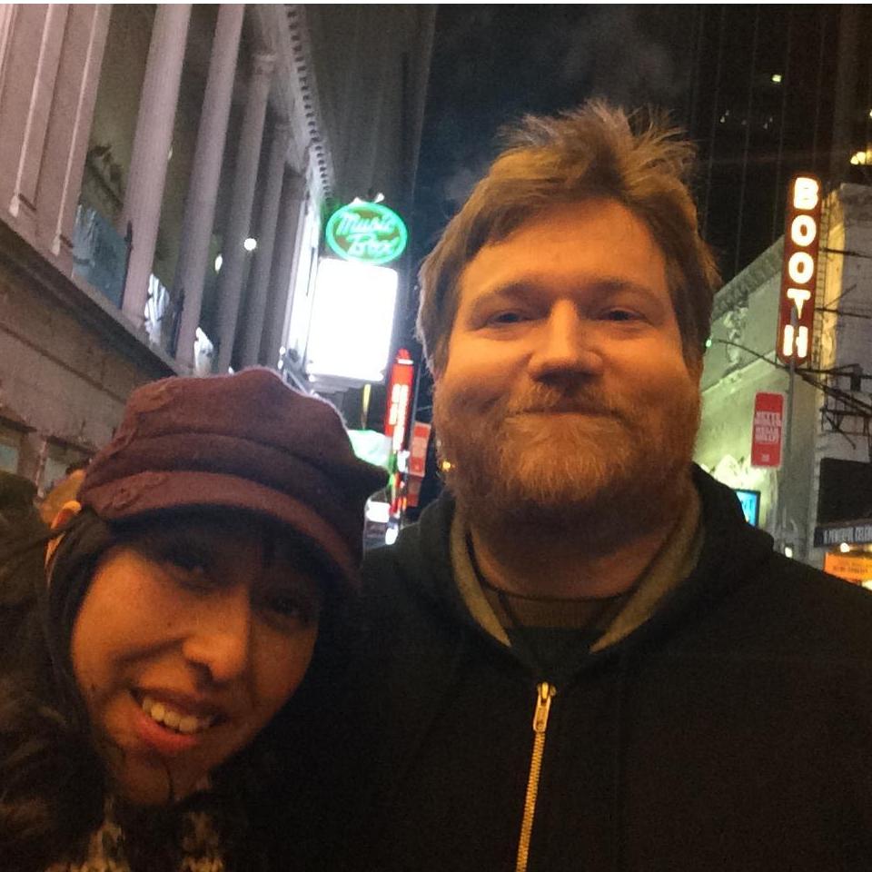 Nathan's first Broadway show (Dear Evan Hansen) with his full winter beard.