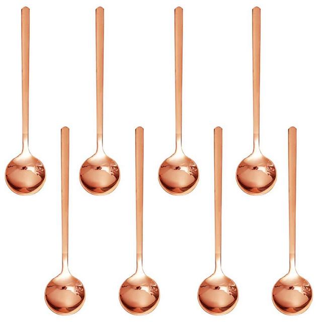 Pack of 8, Rose Gold Plated Stainless Steel Espresso Spoons, findTop Mini Teaspoons Set for Coffee Sugar Dessert Cake Ice Cream Soup Antipasto Cappuccino, 5.3 Inch