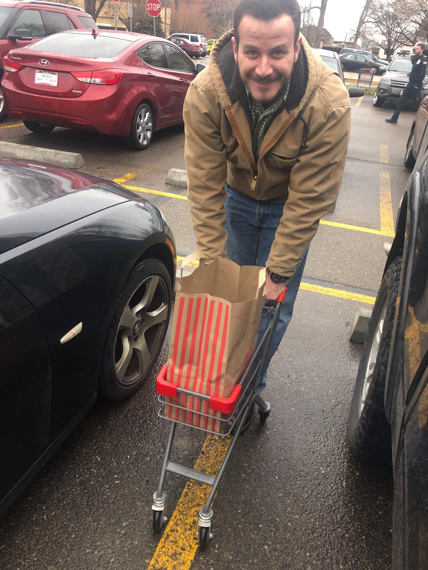 One of Octavio’s favorites things to do, embarrass Brenna by insisting to use a little cart